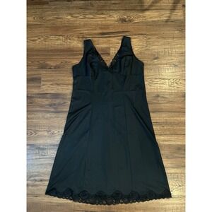 Vintage 90s Y2K Black Slip Delicate Lace Coquette Cottagecore Boudoir‎ Small